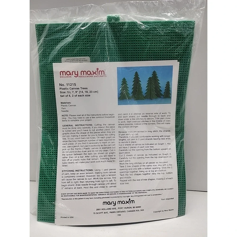 Mary Maxim plastic canvas Stitch Kit sealed Canvas Trees 11215‎